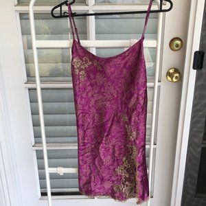Victoria's Secret Floral Lace Magenta Chemise